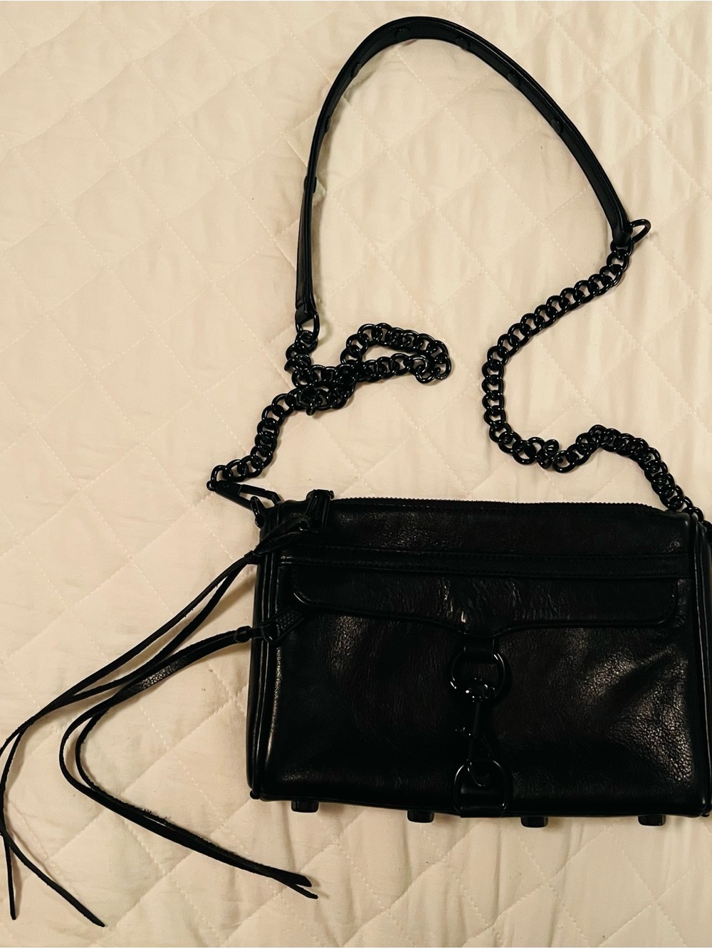 Rebecca Minkoff Black Leather Chain-Strap Crossbody